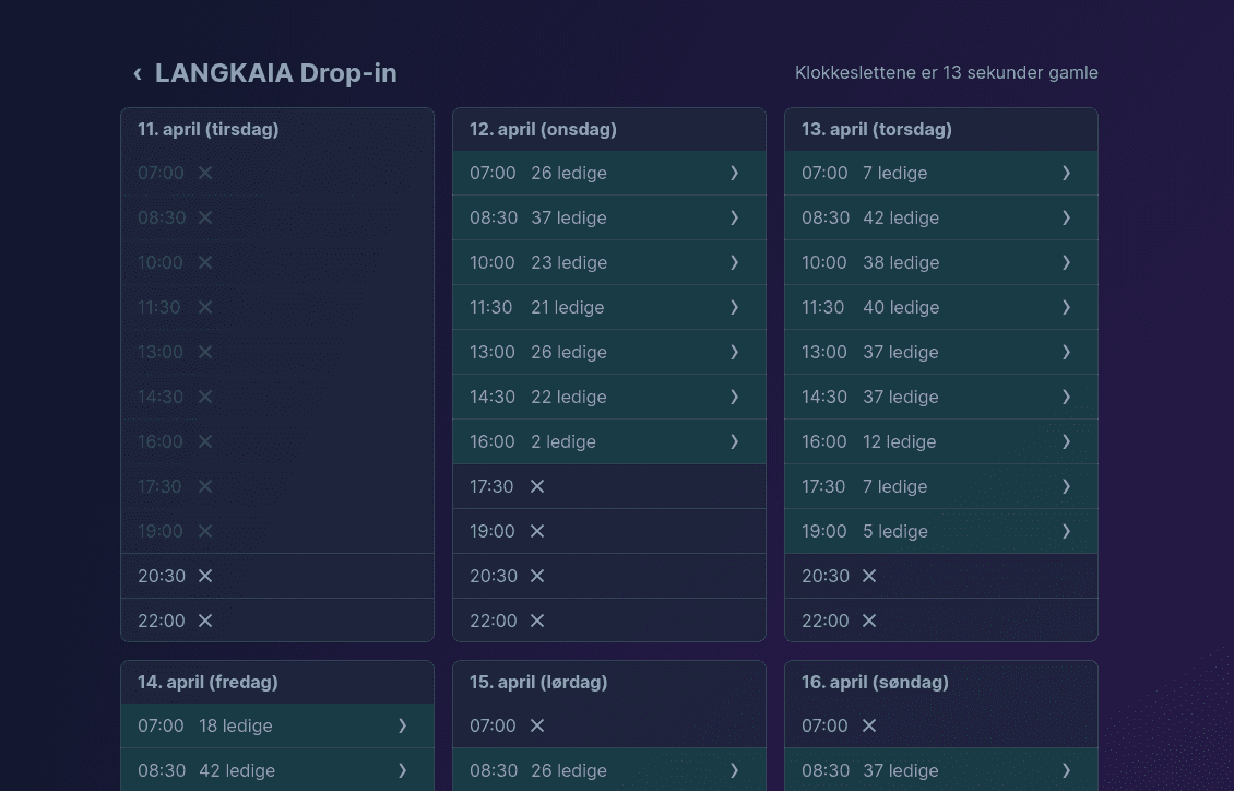 a booking overview example